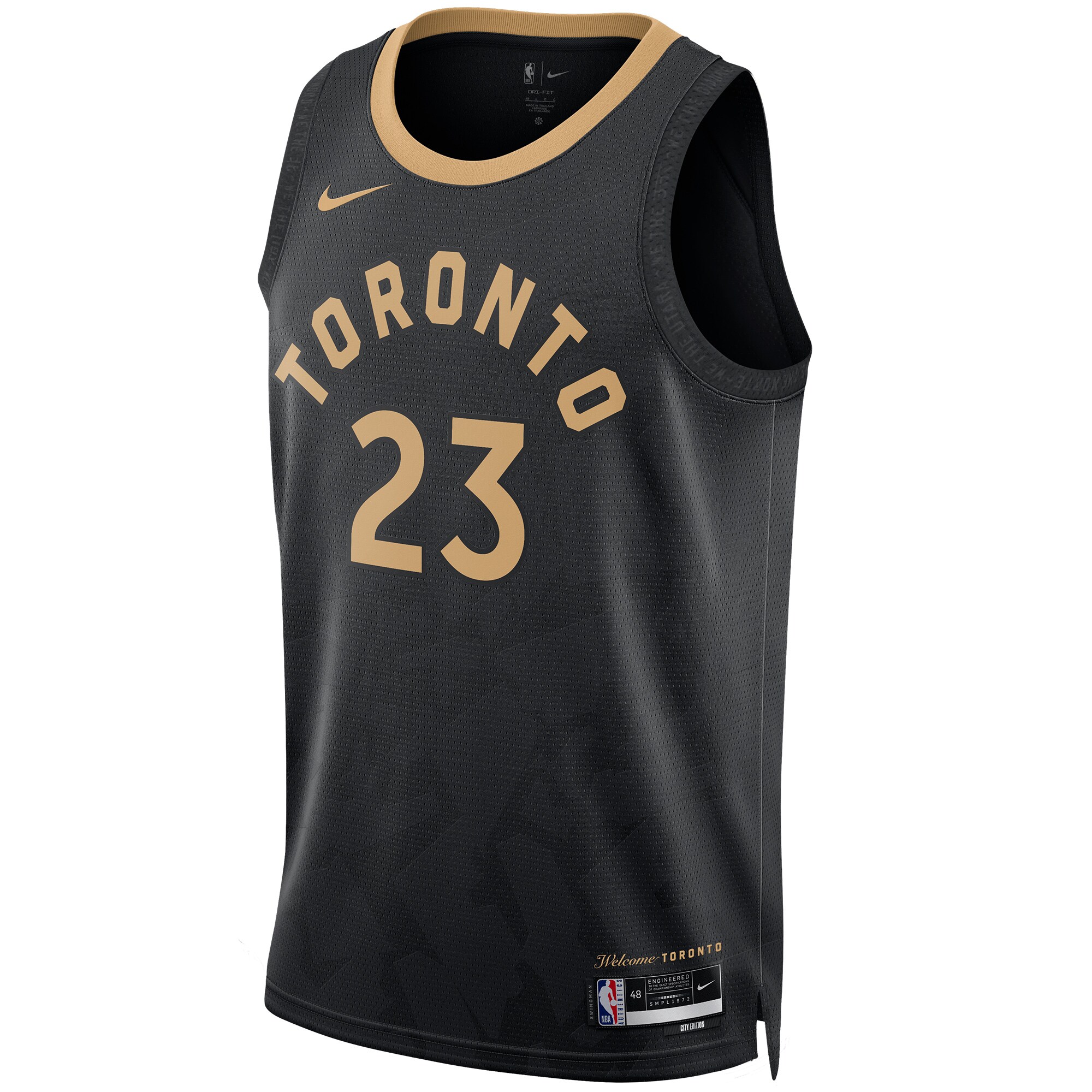 Alternative view of Fred Vanvleet Toronto Raptors Unisex 2022/23 Swingman Jersey – City Edition – Black