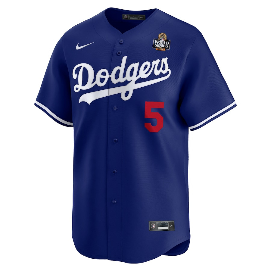 Alternative view of Freddie Freeman 5 Los Angeles Dodgers 2024 World Series Home Limited Player Men Jersey - Royal 