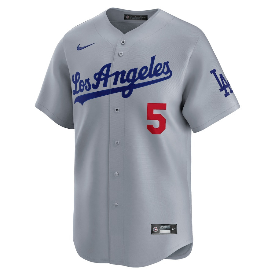 Alternative view of Freddie Freeman 5 Los Angeles Dodgers Away Limited Player Men Jersey - Gray 