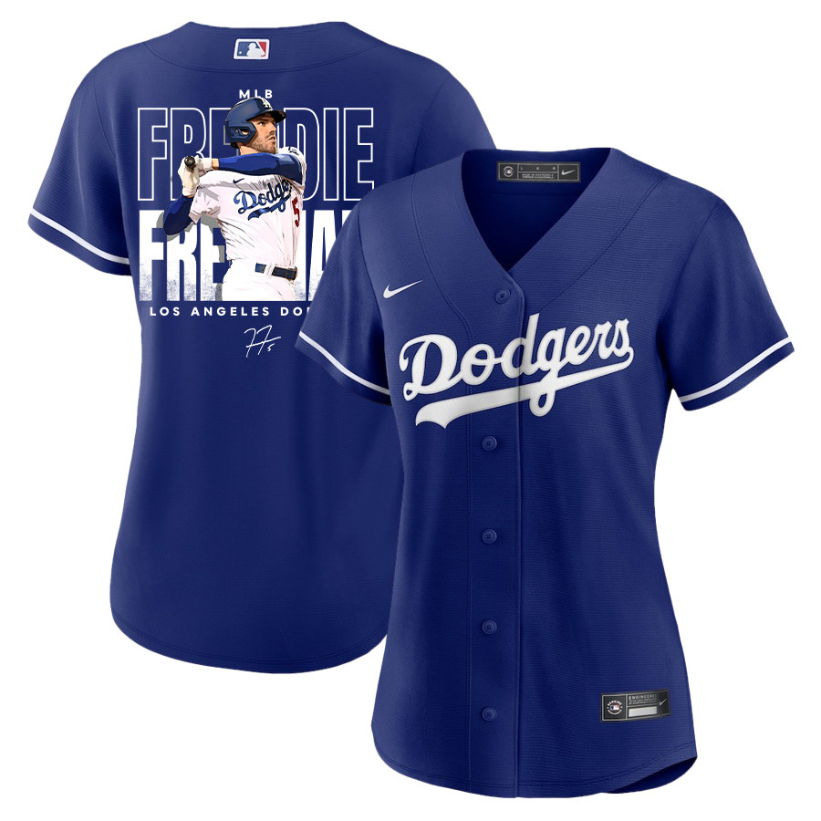 Freddie Freeman 5 Los Angeles Dodgers Signed Home Run 2023 Alternate Player Women Jersey - Royal 