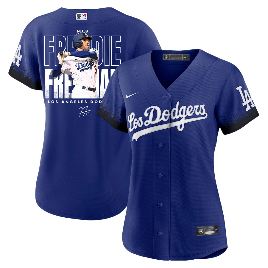 Freddie Freeman 5 Los Angeles Dodgers Signed Home Run 2023 City Connect Player Women Jersey - Royal 