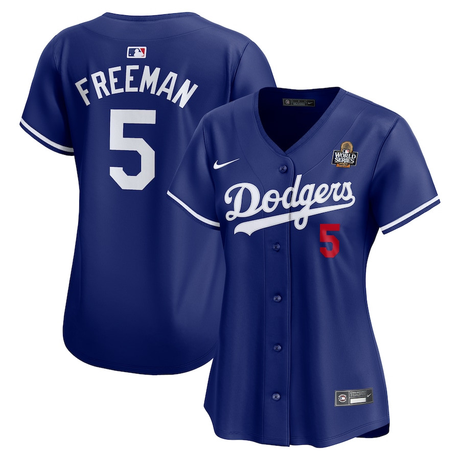 Freddie Freeman 5 Los Angeles Dodgers Women's 2024 World Series Alternate Limited Jersey - Royal 