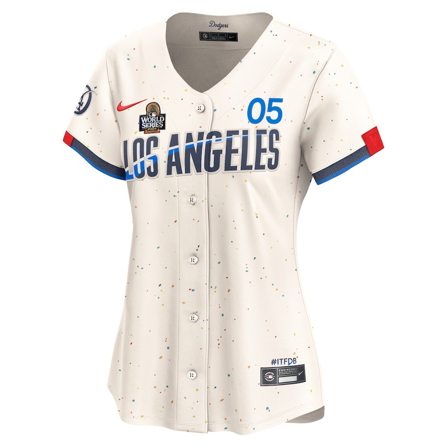 Alternative view of Freddie Freeman 5 Los Angeles Dodgers Women's 2024 World Series Champions City Connect Limited Player Jersey - Cream 