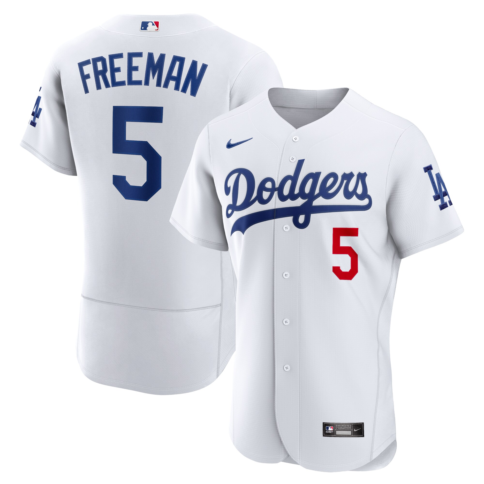 Alternative view of Freddie Freeman Los Angeles Dodgers Authentic Player Jersey – White