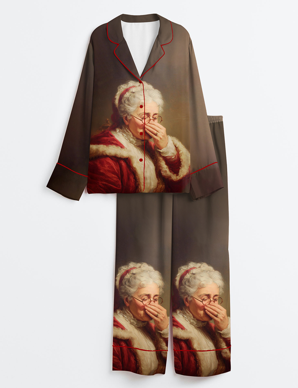 Funny Bathroom Christmas Vintage Stinky Bathroom Art Couples Matching Long Sleeve Satin Pajama Set