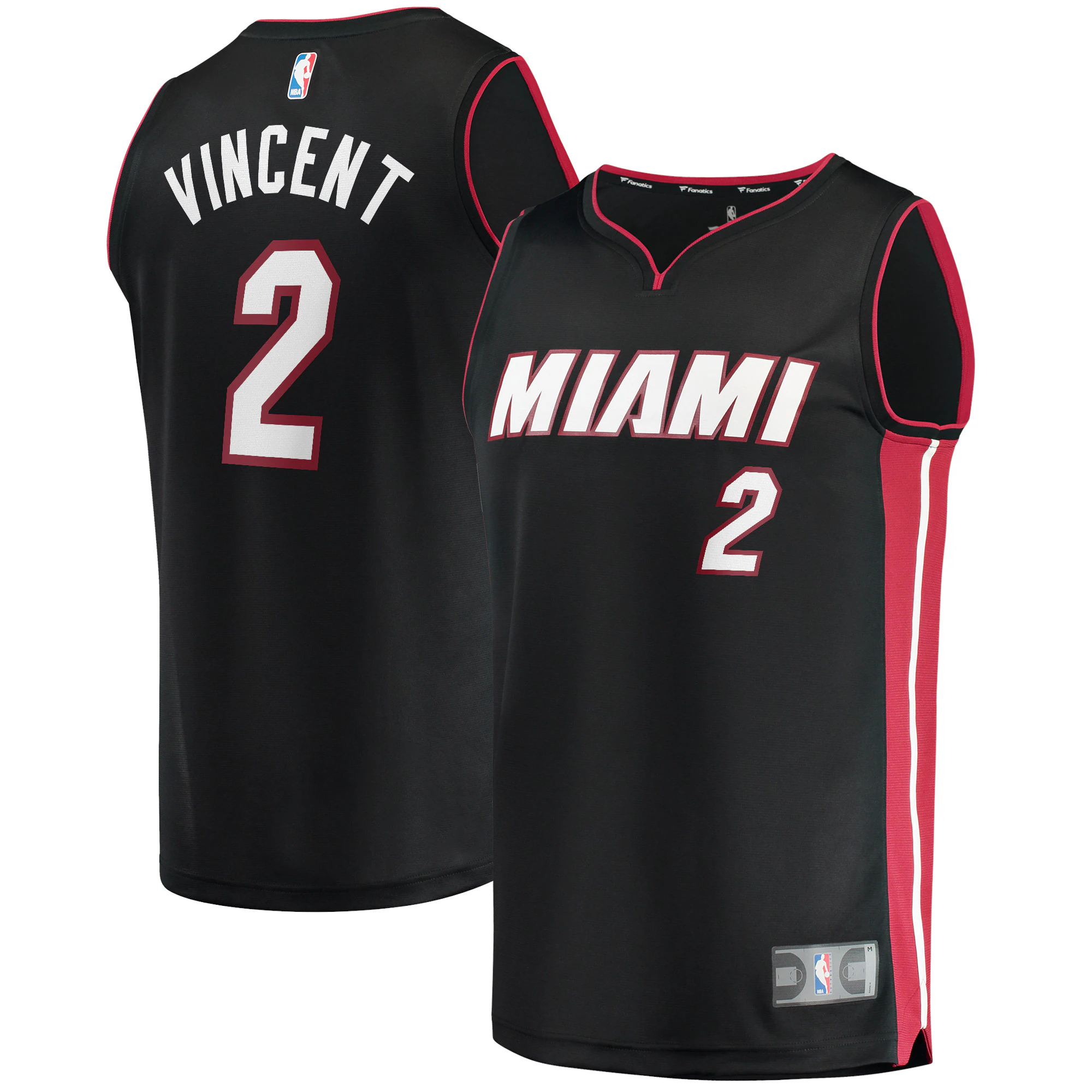 Alternative view of Gabe Vincent Miami Heat Fanatics Branded 2021/22 Fast Break Replica Jersey - Icon Edition - Black