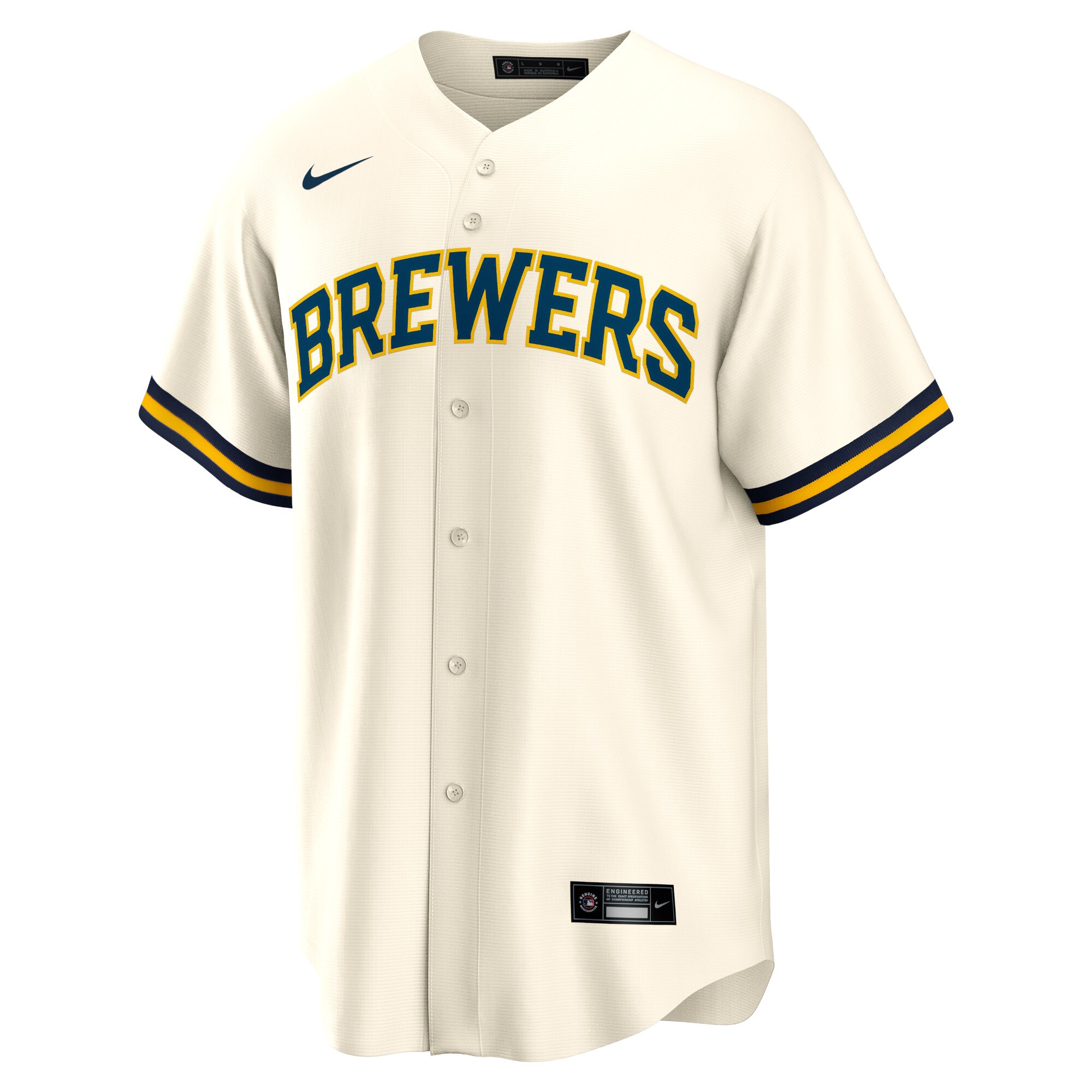 Alternative view of Garrett Mitchell Milwaukee Brewers Replica Player Jersey - Cream