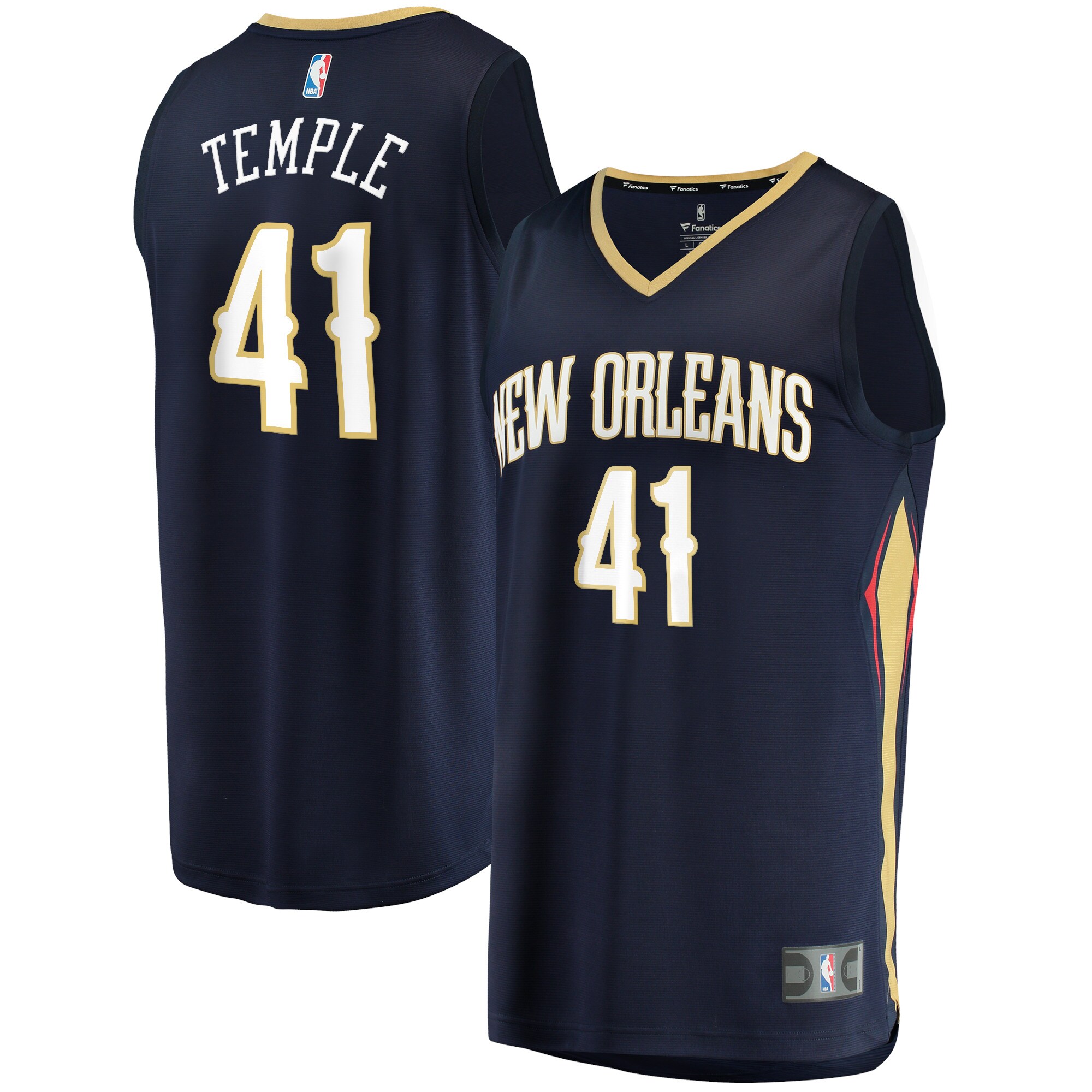 Alternative view of Garrett Temple New Orleans Pelicans Fanatics Branded Youth 2021/22 Fast Break Replica Jersey - Icon Edition - Navy