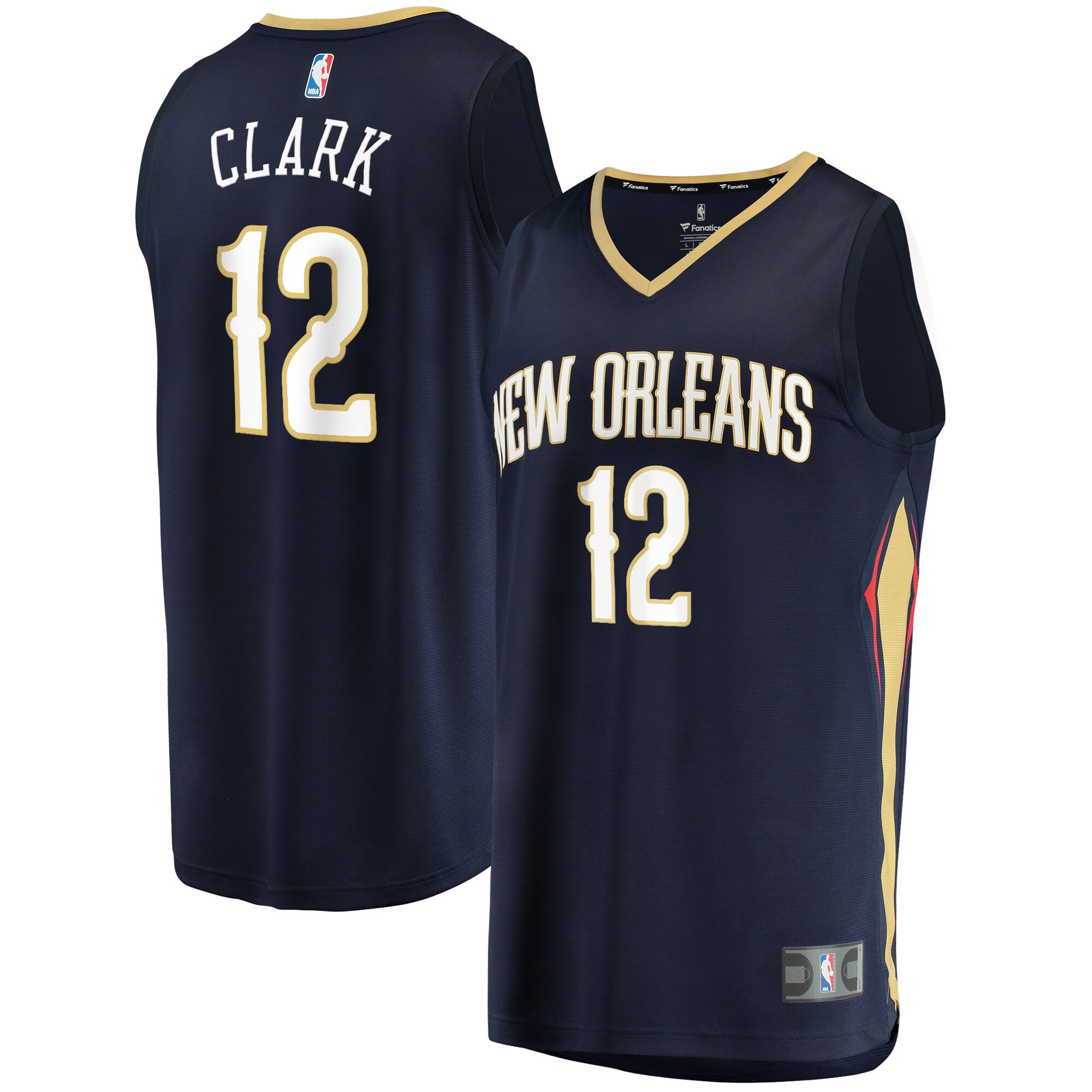 Alternative view of Gary Clark New Orleans Pelicans Fanatics Branded Youth 2021/22 Fast Break Replica Jersey - Icon Edition - Navy