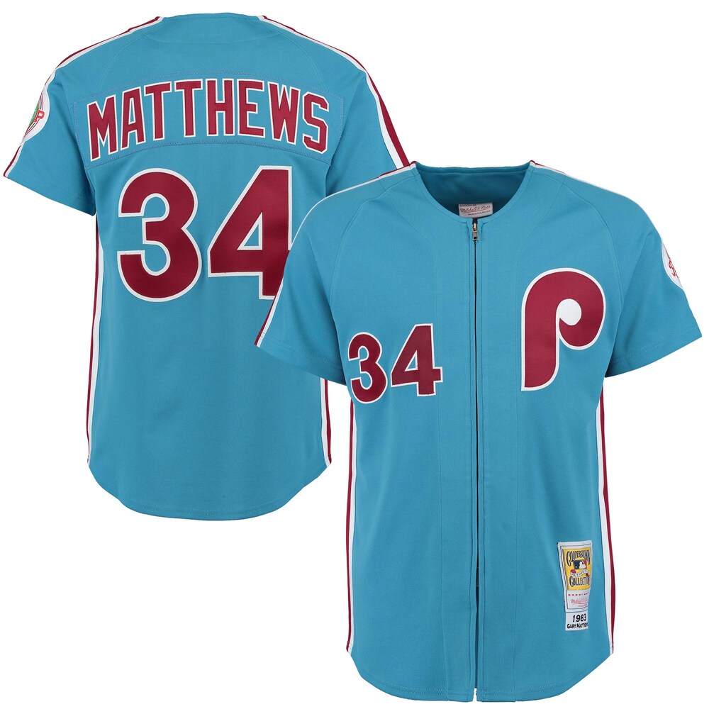 Gary Matthews 1983 Philadelphia Phillies Mitchell & Ness Throwback Jersey - Light Blue