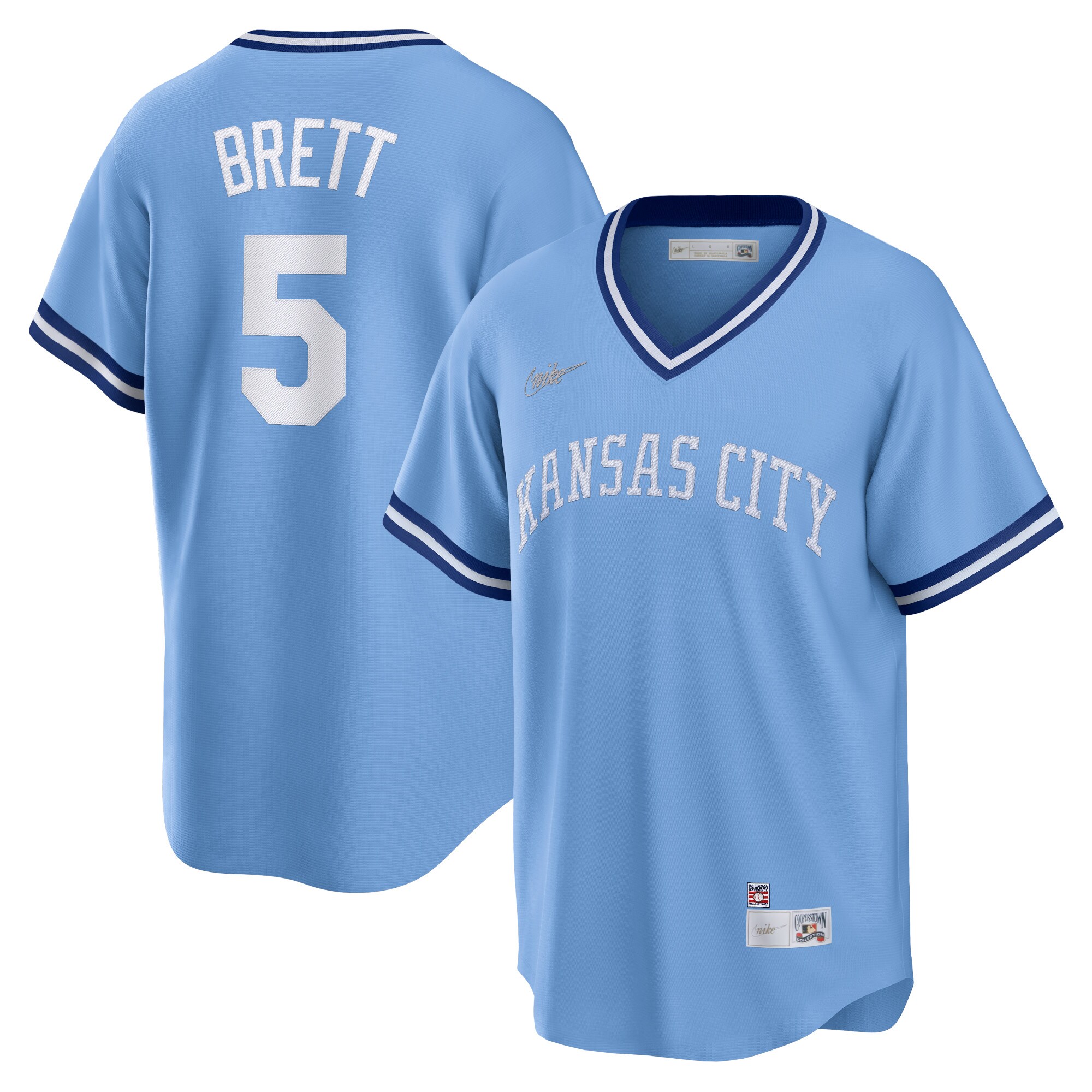 Alternative view of George Brett Kansas City Royals Road Cooperstown Collection Player Jersey – Light Blue