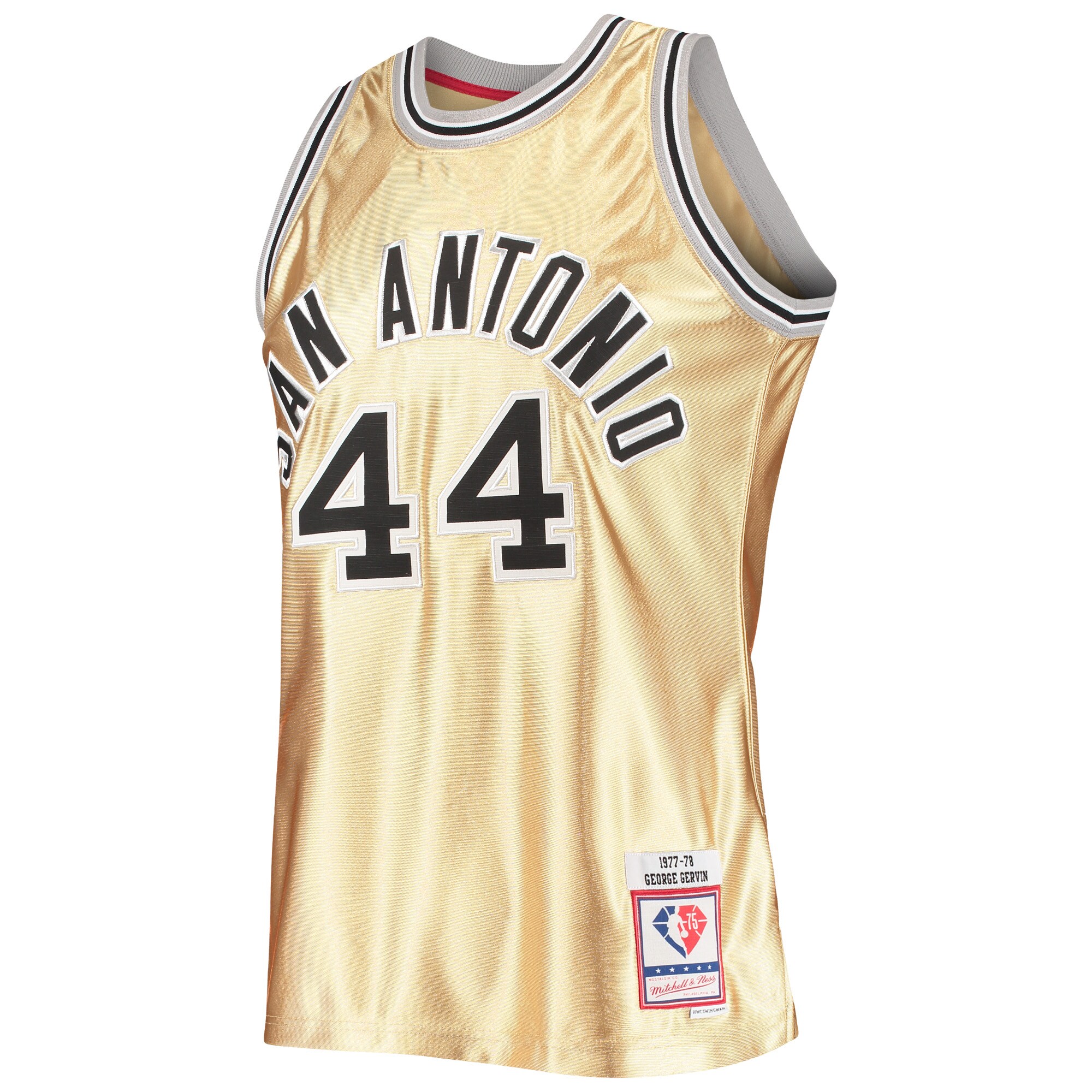 Alternative view of George Gervin San Antonio Spurs Mitchell & Ness 75th Anniversary 1977/78 Hardwood Classics Swingman Jersey - Gold