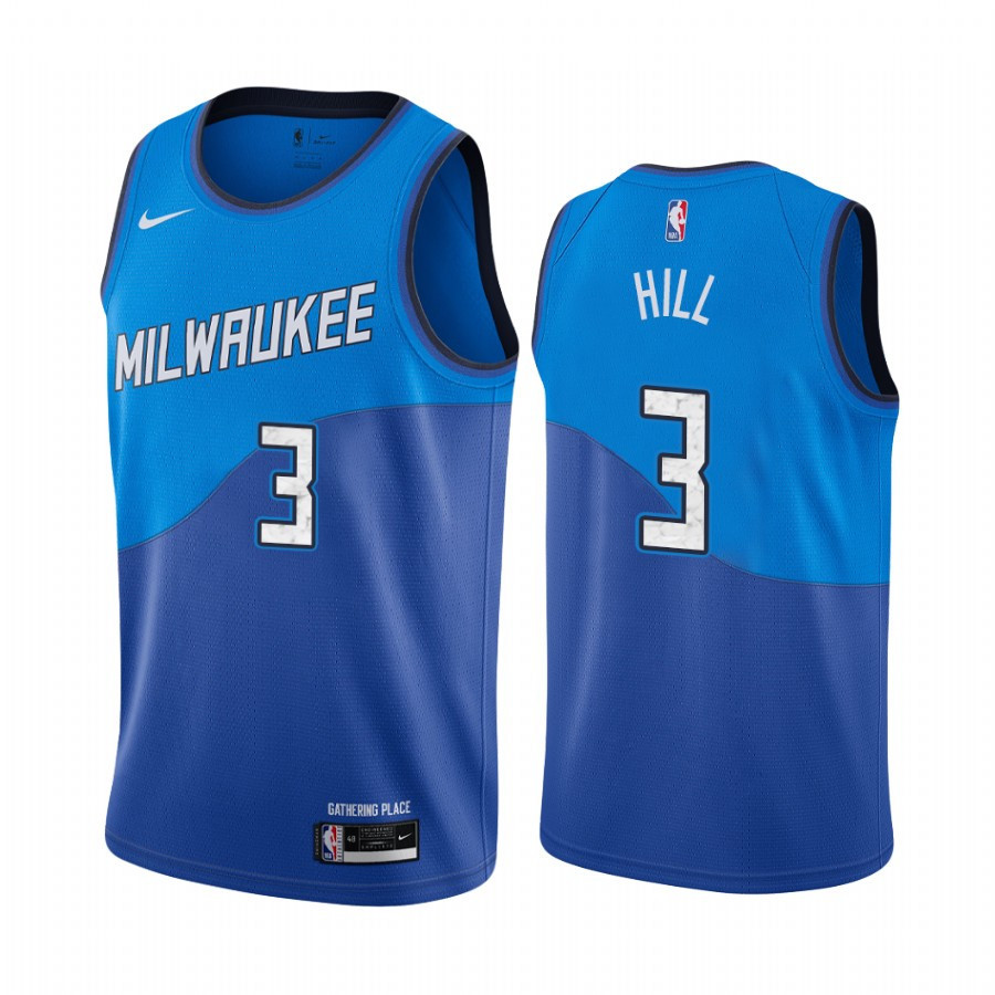George Hill 3 Milwaukee Bucks City Edition Blue Jersey - JS499 