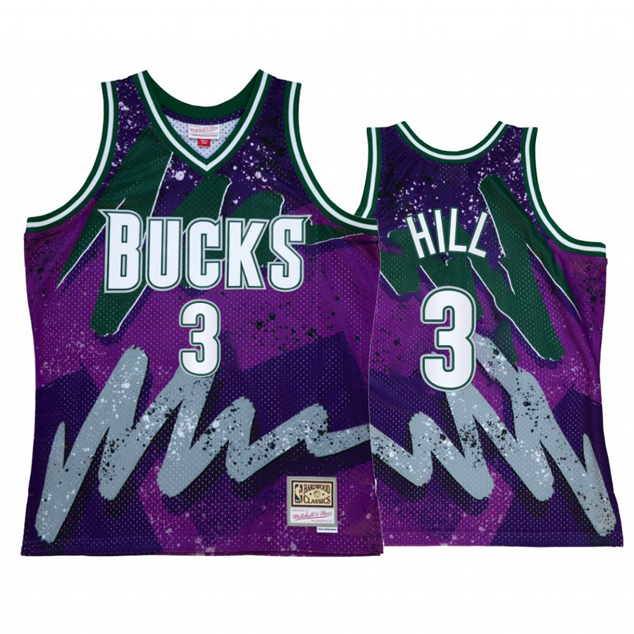 George Hill 3 Milwaukee Bucks Hyper Hoop Purple Throwback 90s Jersey - JS322 