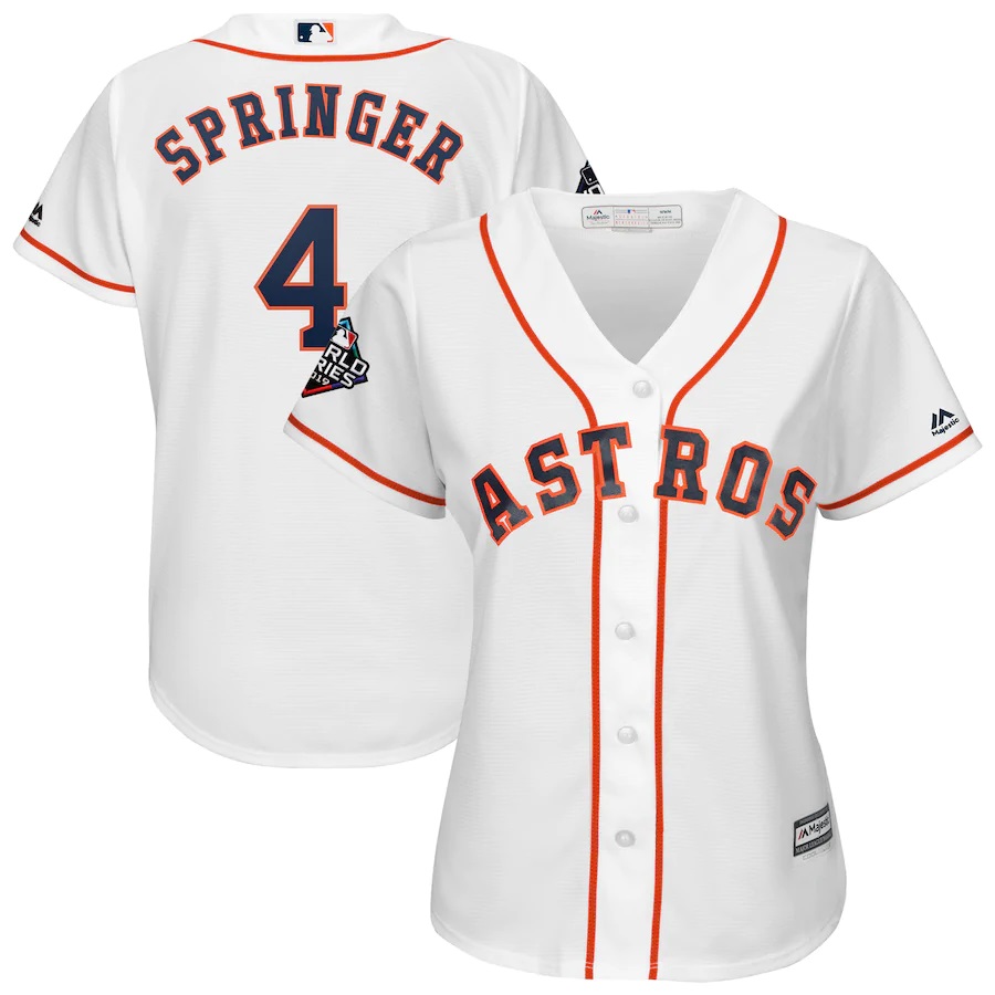 George Springer Houston Astros Majestic Women's 2019 World Series Bound Official Cool Base Player Jersey - White