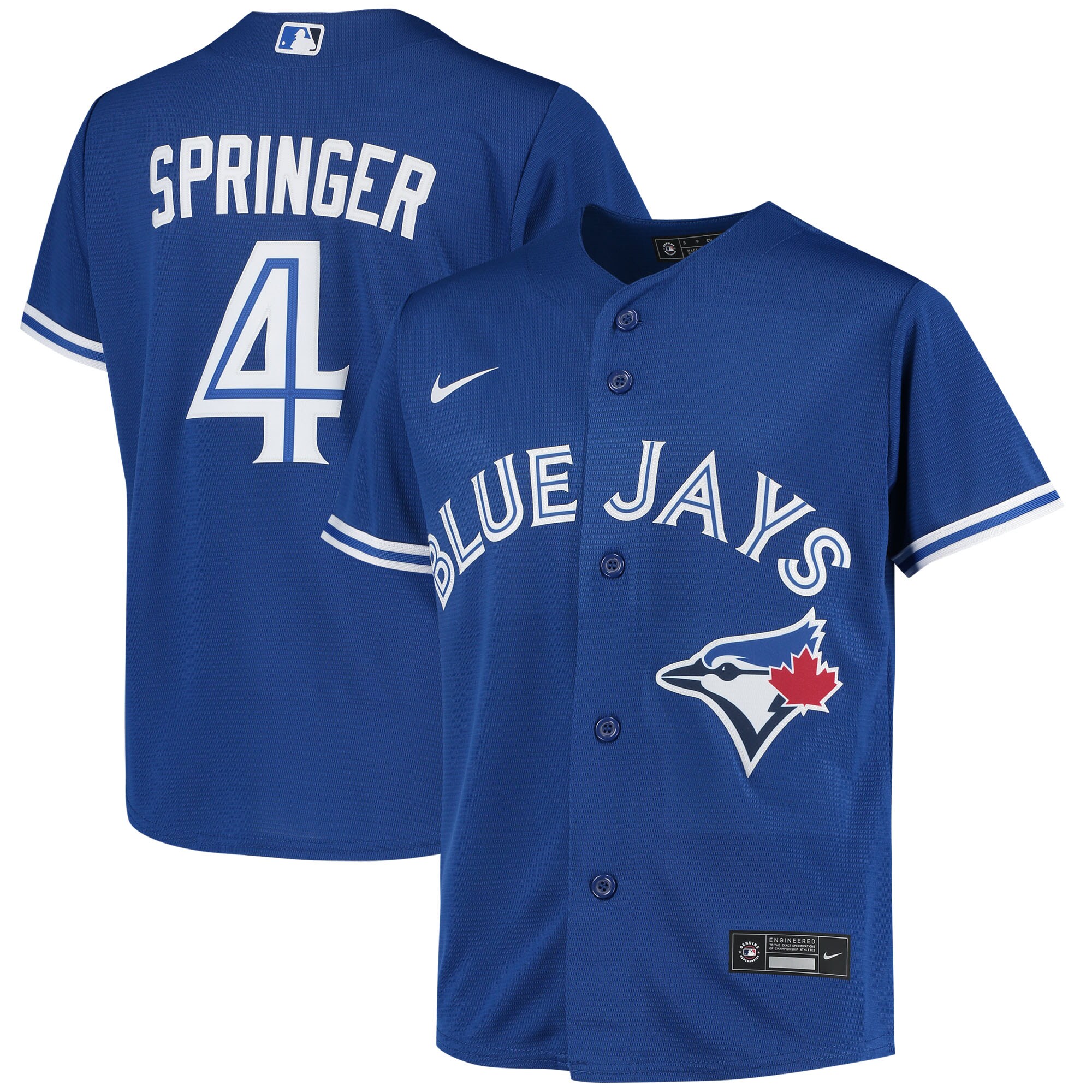Alternative view of George Springer Toronto Blue Jays Youth Alternate Replica Player Jersey - Royal