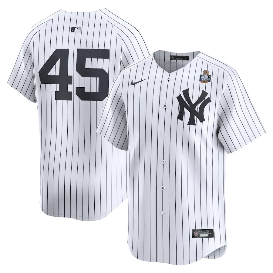 Gerrit Cole 45 New York Yankees 2024 World Series Home Limited Men Jersey - White 