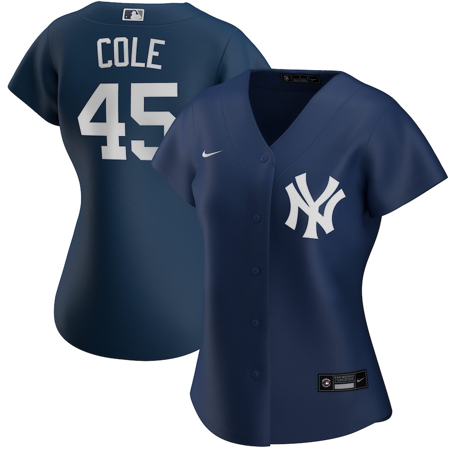 Gerrit Cole 45 New York Yankees Women Alternate Jersey - Navy 