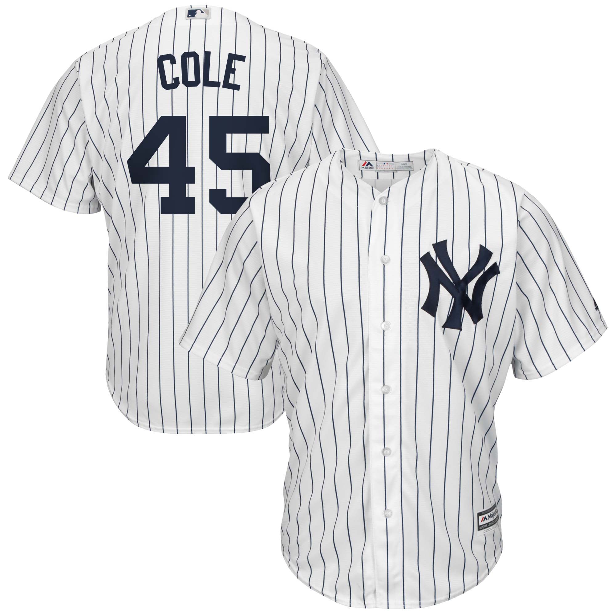 Alternative view of Gerrit Cole New York Yankees Big & Tall Replica Player Jersey – White/navy