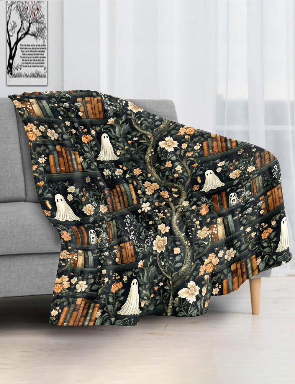 Ghost Library Halloween Blanket