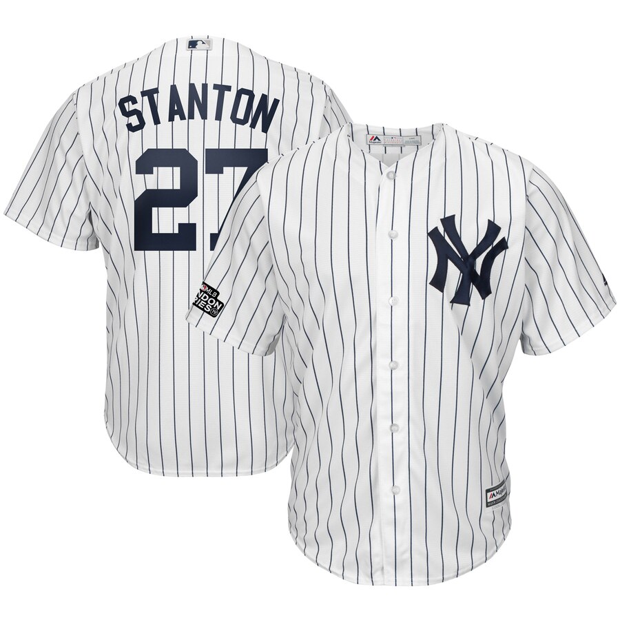 Giancarlo Stanton New York Yankees Majestic 2019 London Series Cool Base Player Jersey - White/navy