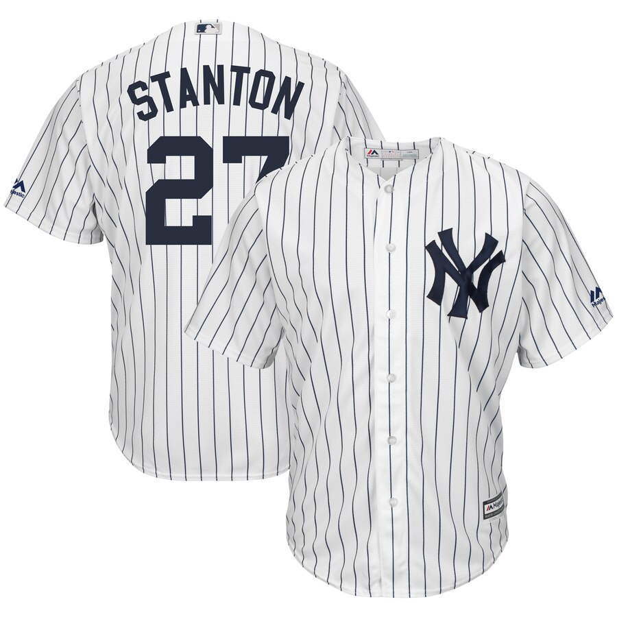 Giancarlo Stanton New York Yankees Majestic Home Big And Tall Cool Base Player Jersey - White Navy