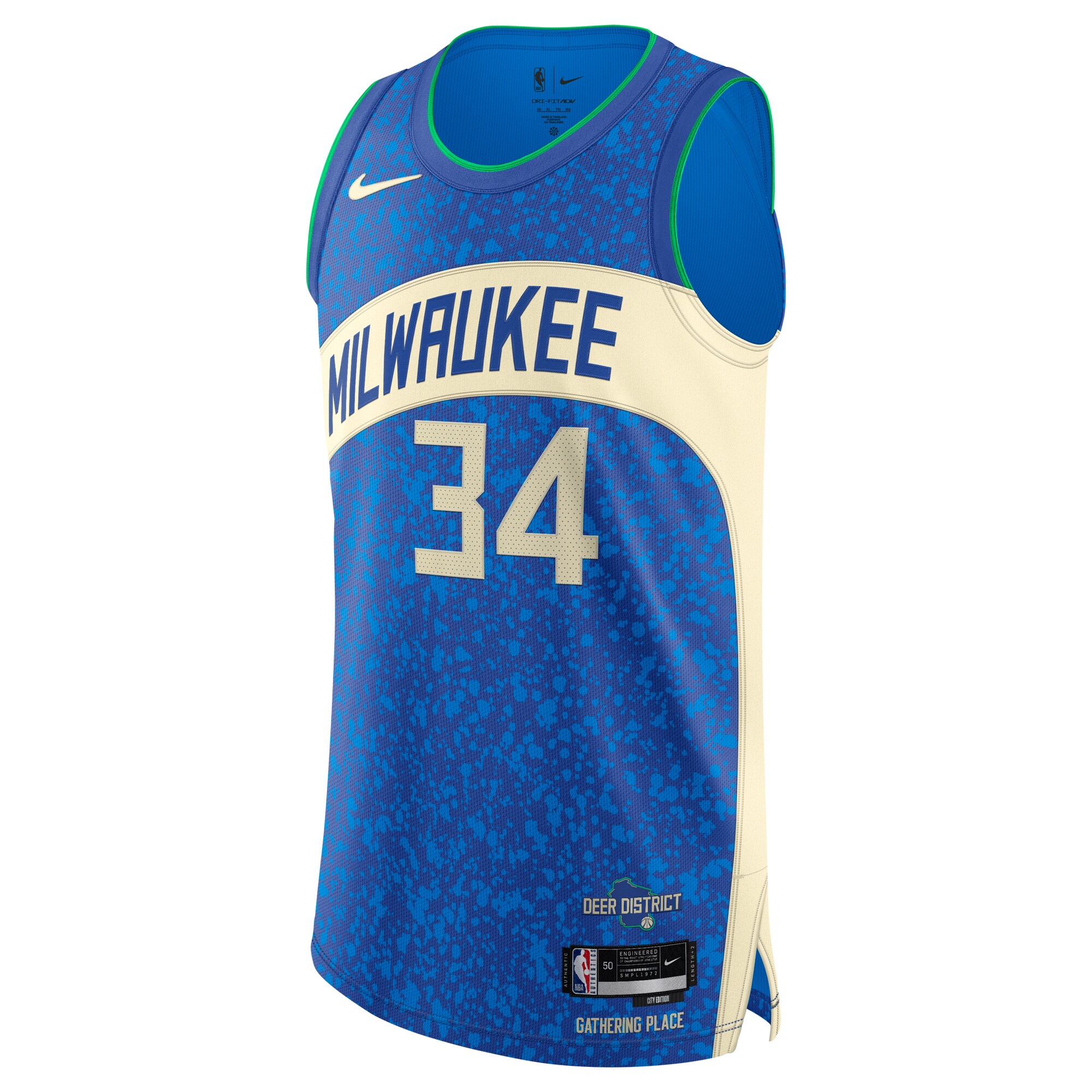 Alternative view of Giannis Antetokounmpo Milwaukee Bucks Authentic Jersey - City Edition - Blue