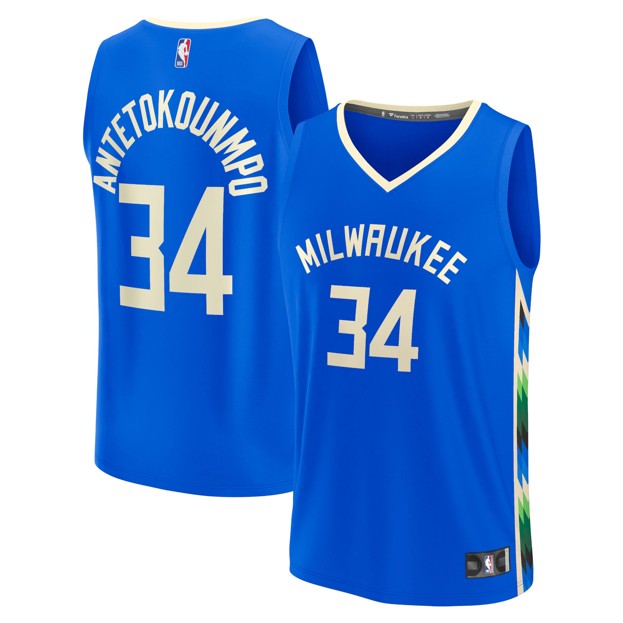 Alternative view of Giannis Antetokounmpo Milwaukee Bucks Fanatics Branded 2022/23 Fastbreak Jersey - City Edition - Royal