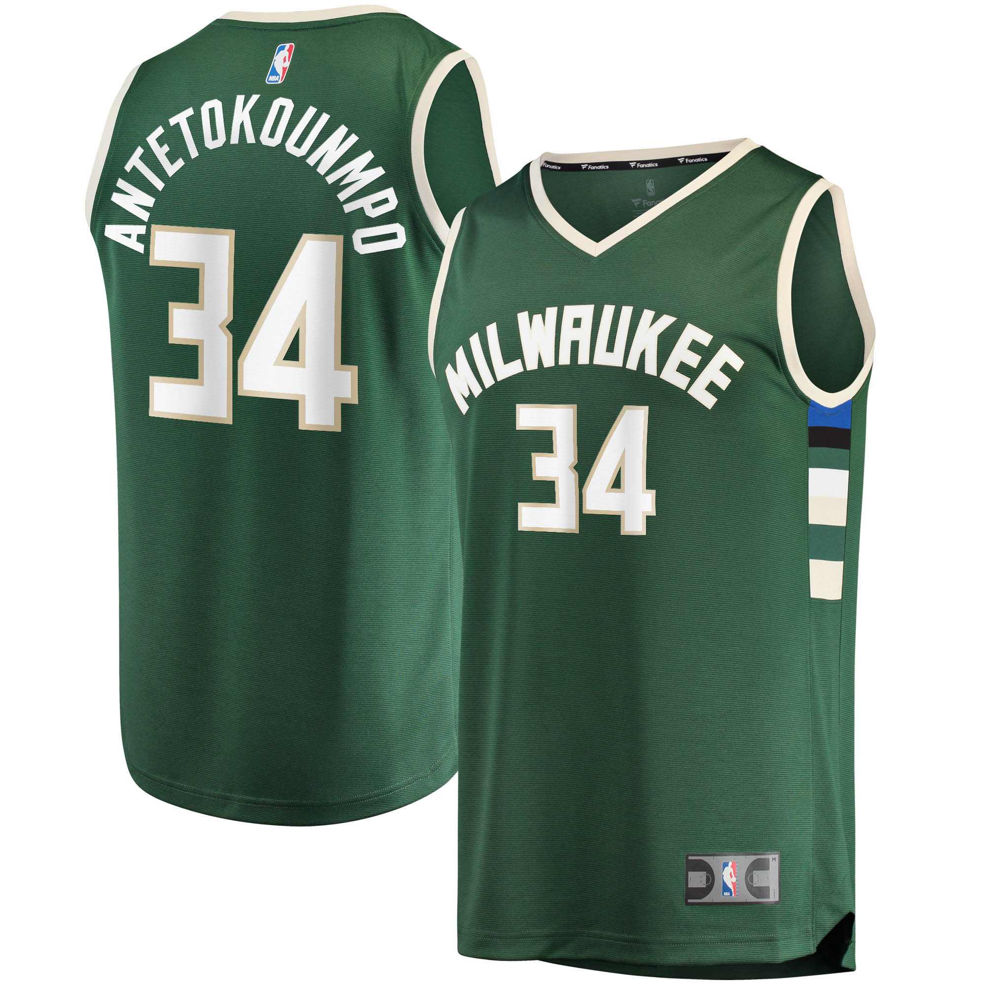 Alternative view of Giannis Antetokounmpo Milwaukee Bucks Fanatics Branded Big & Tall Fast Break Player Jersey - Hunter Green - Icon Edition