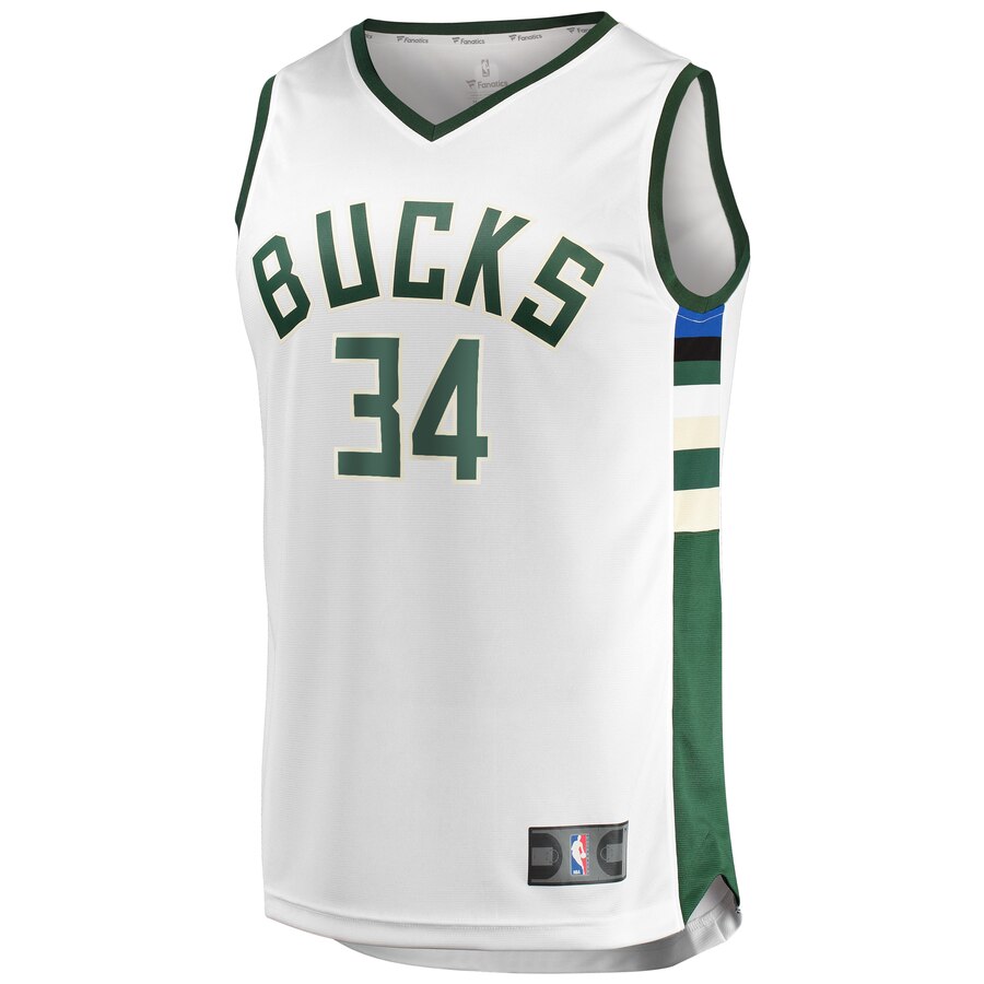 Alternative view of Giannis Antetokounmpo Milwaukee Bucks Fanatics Branded Fast Break Replica Player Jersey - Association Edition - White