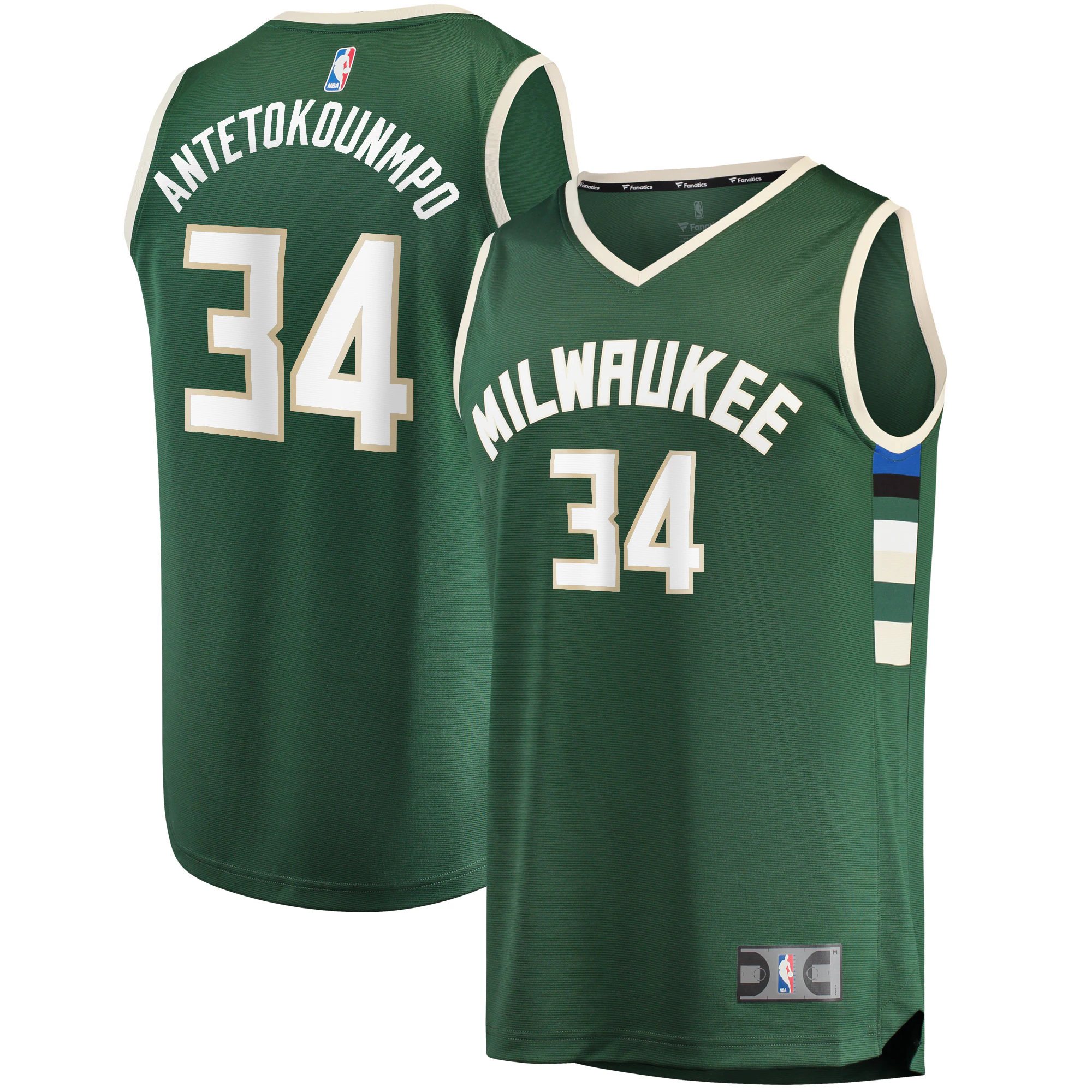 Alternative view of Giannis Antetokounmpo Milwaukee Bucks Fanatics Branded Fast Break Replica Player Jersey - Icon Edition - Hunter Green