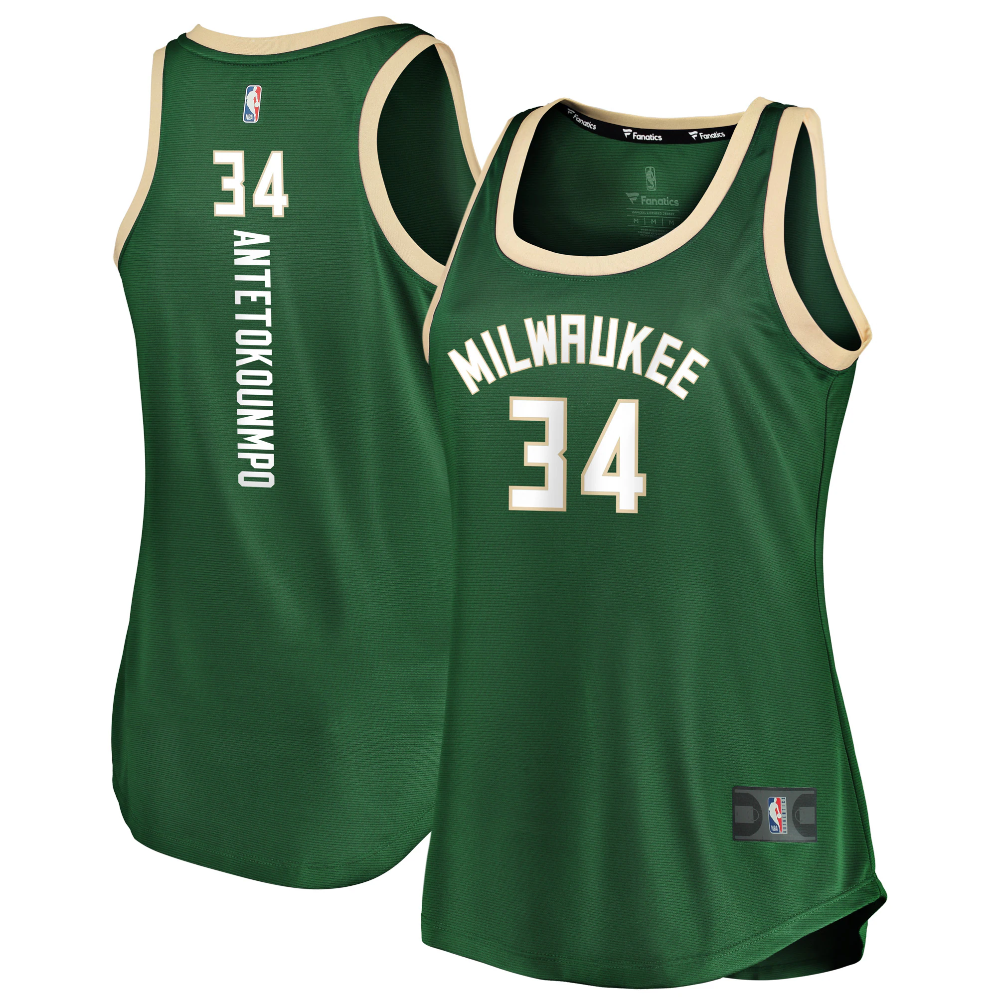 Giannis Antetokounmpo Milwaukee Bucks Fanatics Branded Women’s Fast Break Tank Jersey – Icon Edition – Hunter Green
