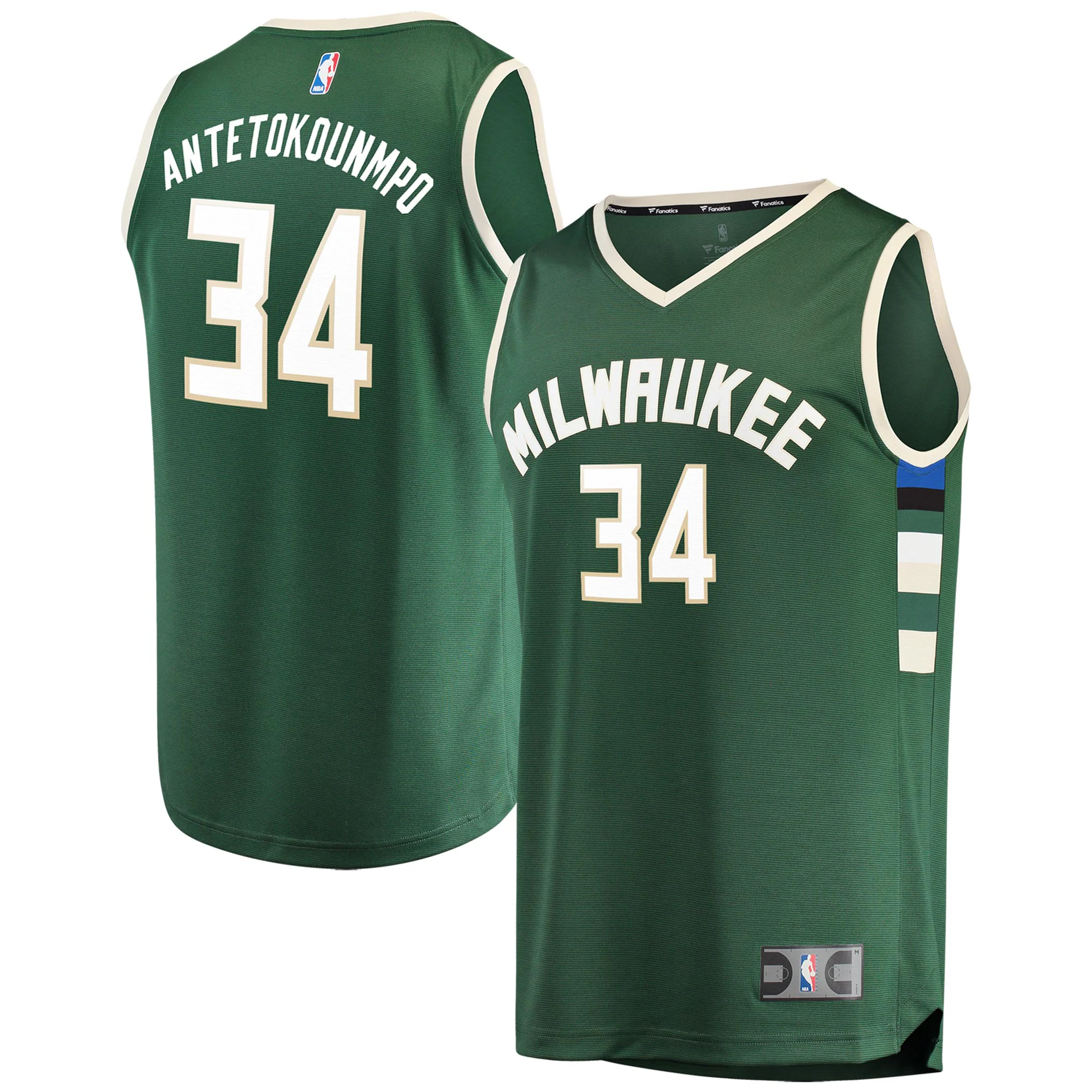 Alternative view of Giannis Antetokounmpo Milwaukee Bucks Fanatics Branded Youth Fast Break Player Jersey Green - Icon Edition