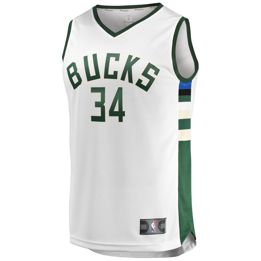 Alternative view of Giannis Antetokounmpo Milwaukee Bucks Fanatics Branded Youth Fast Break Replica Jersey White - Association Edition