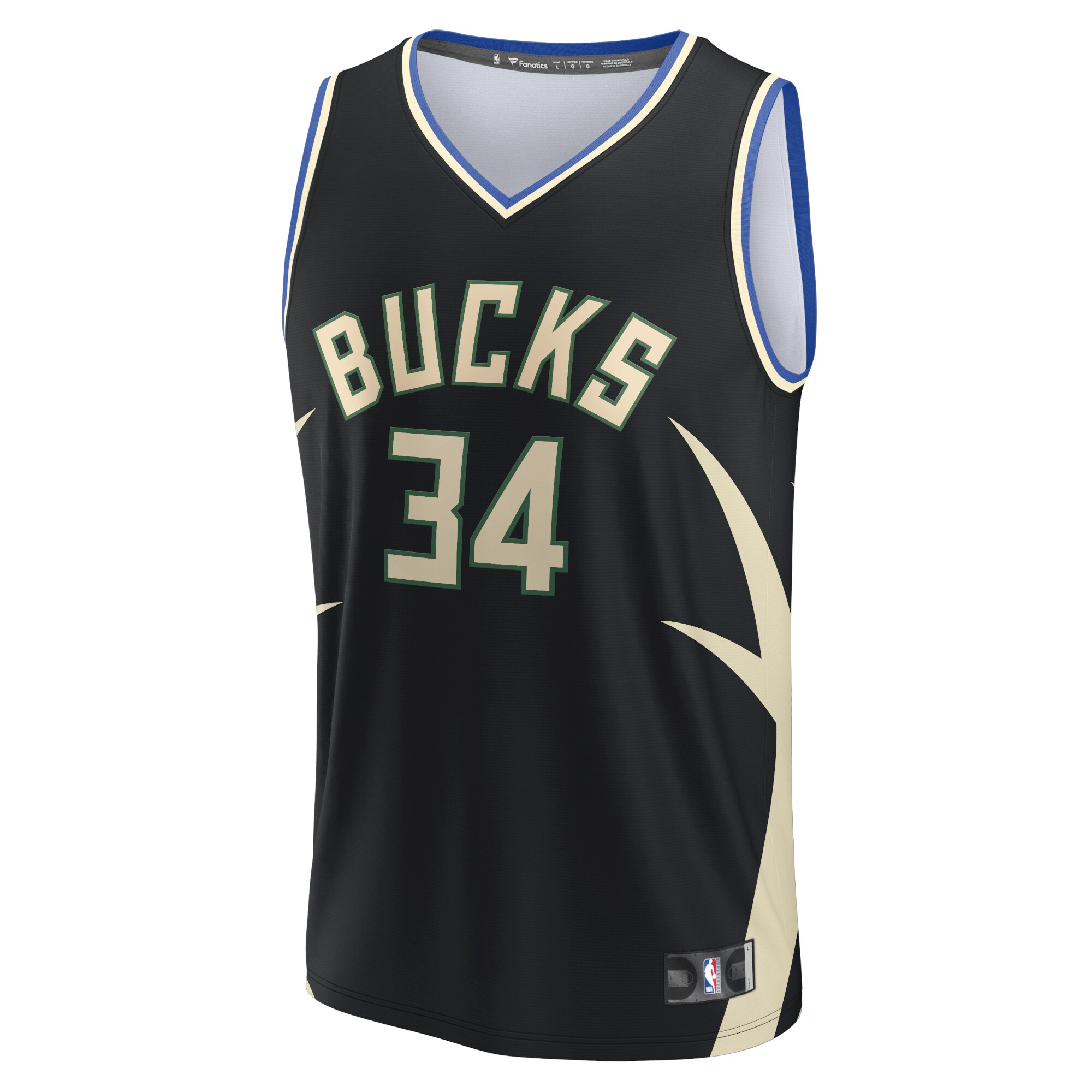 Alternative view of Giannis Antetokounmpo Milwaukee Bucks Fanatics Fast Break Replica Player Jersey – Statement Edition – Black