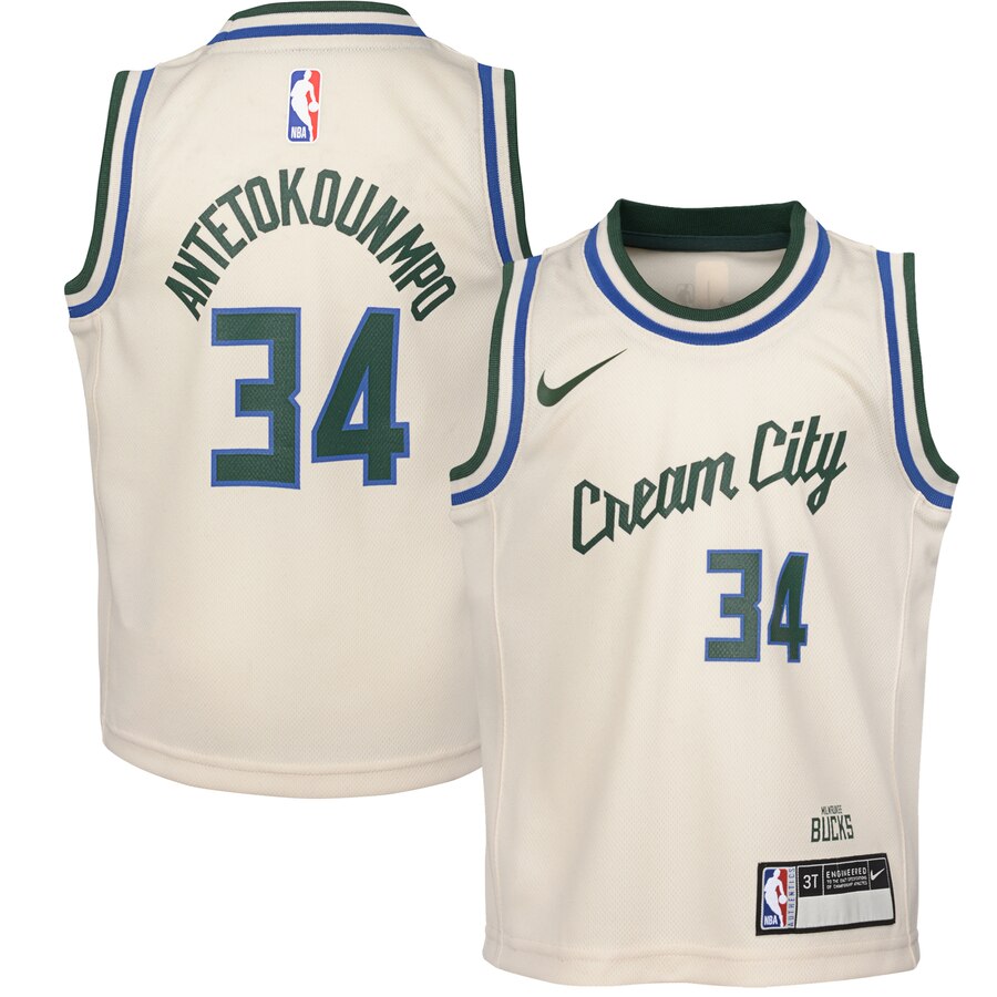 Giannis Antetokounmpo Milwaukee Bucks Preschool 2019/20 City Edition Replica Jersey - Cream