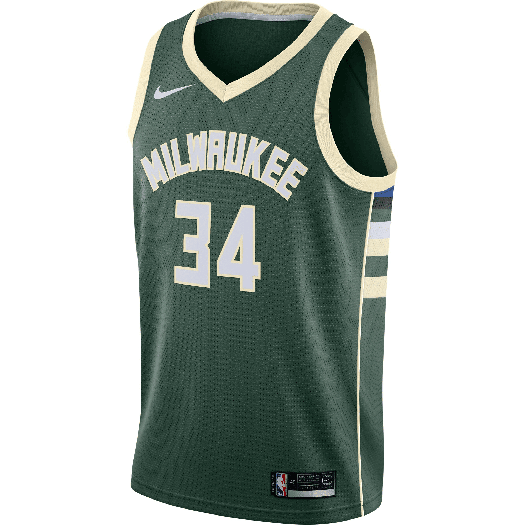 Alternative view of Giannis Antetokounmpo Milwaukee Bucks Swingman Jersey Green - Icon Edition Jersey - JS131 