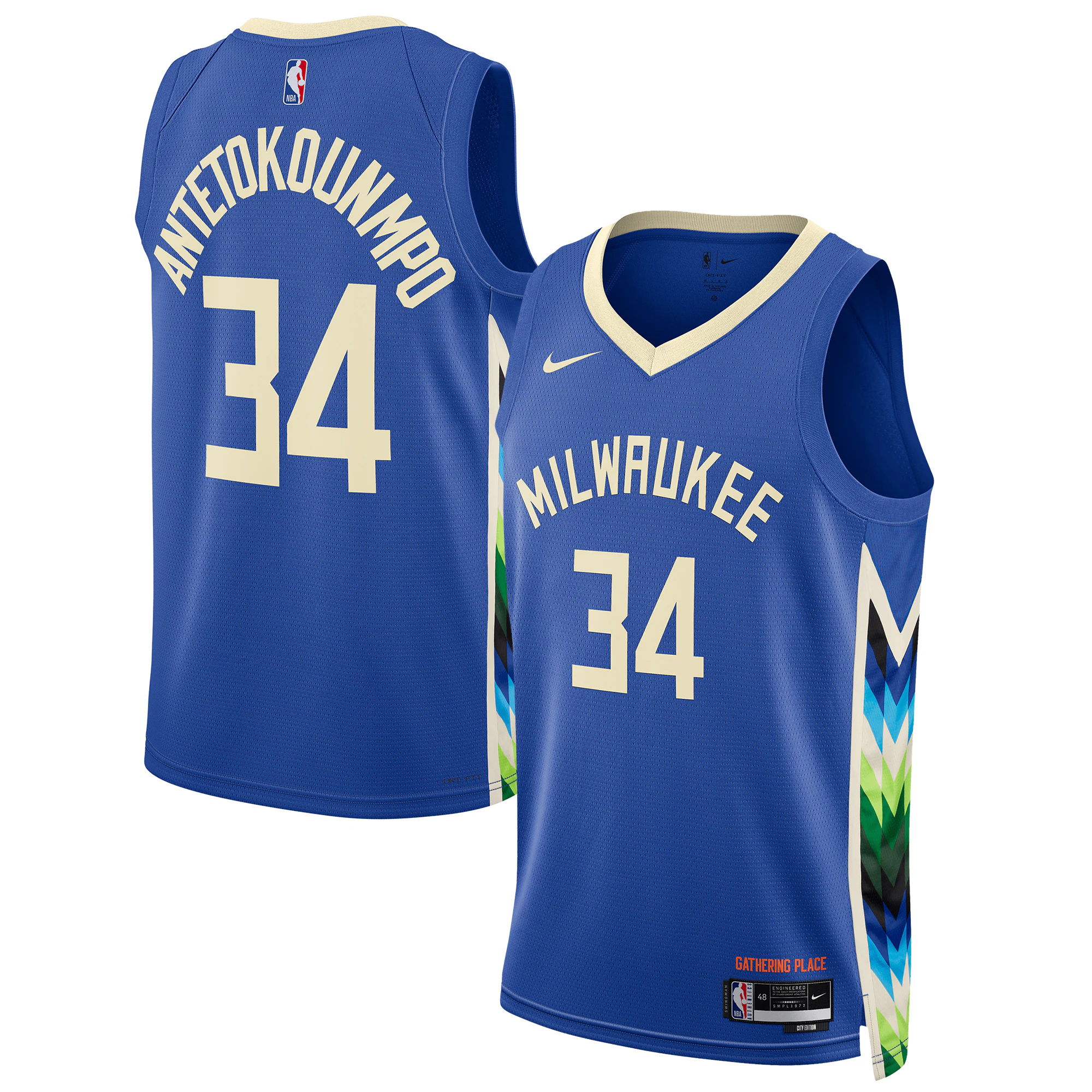 Alternative view of Giannis Antetokounmpo Milwaukee Bucks Unisex 2022/23 Swingman Jersey - City Edition - Royal