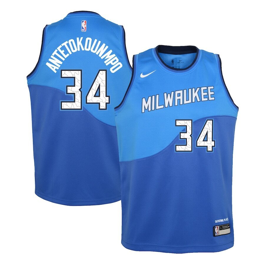 Giannis Antetokounmpo Milwaukee Bucks Youth 2020/21 Swingman Jersey Royal - City Edition