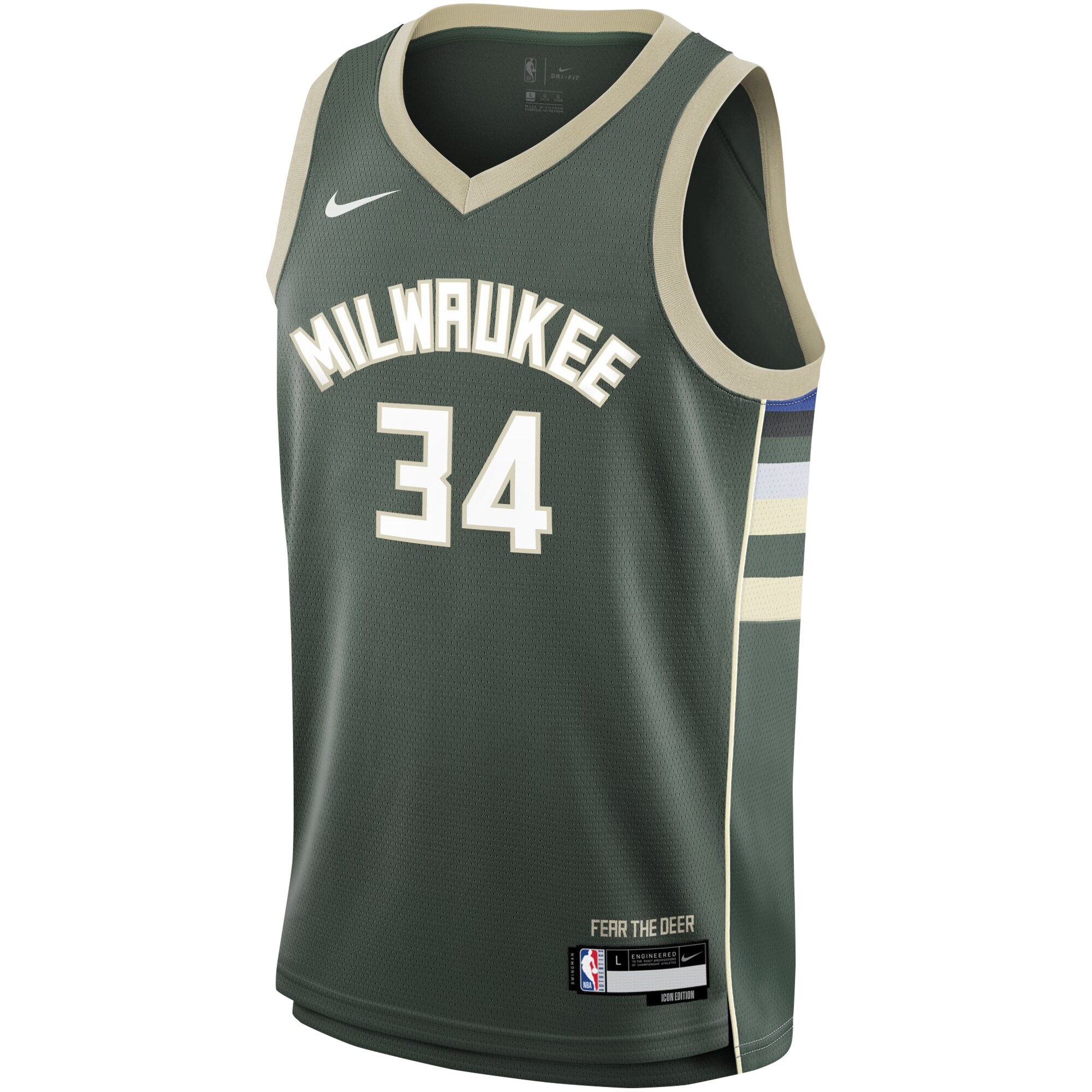 Alternative view of Giannis Antetokounmpo Milwaukee Bucks Youth Swingman Jersey - Icon Edition - Hunter Green