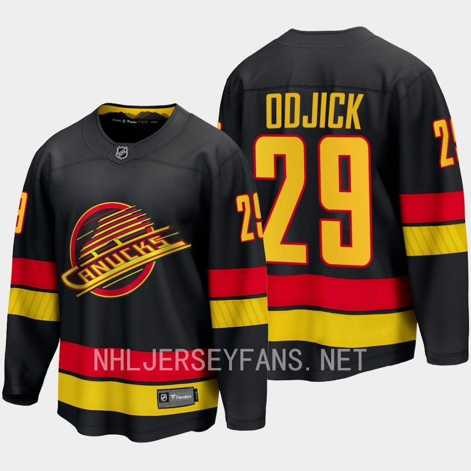 Gino Odjick 29 Vancouver Canucks 2023-24 Alternate Jersey Flying Skate Black - JS224 