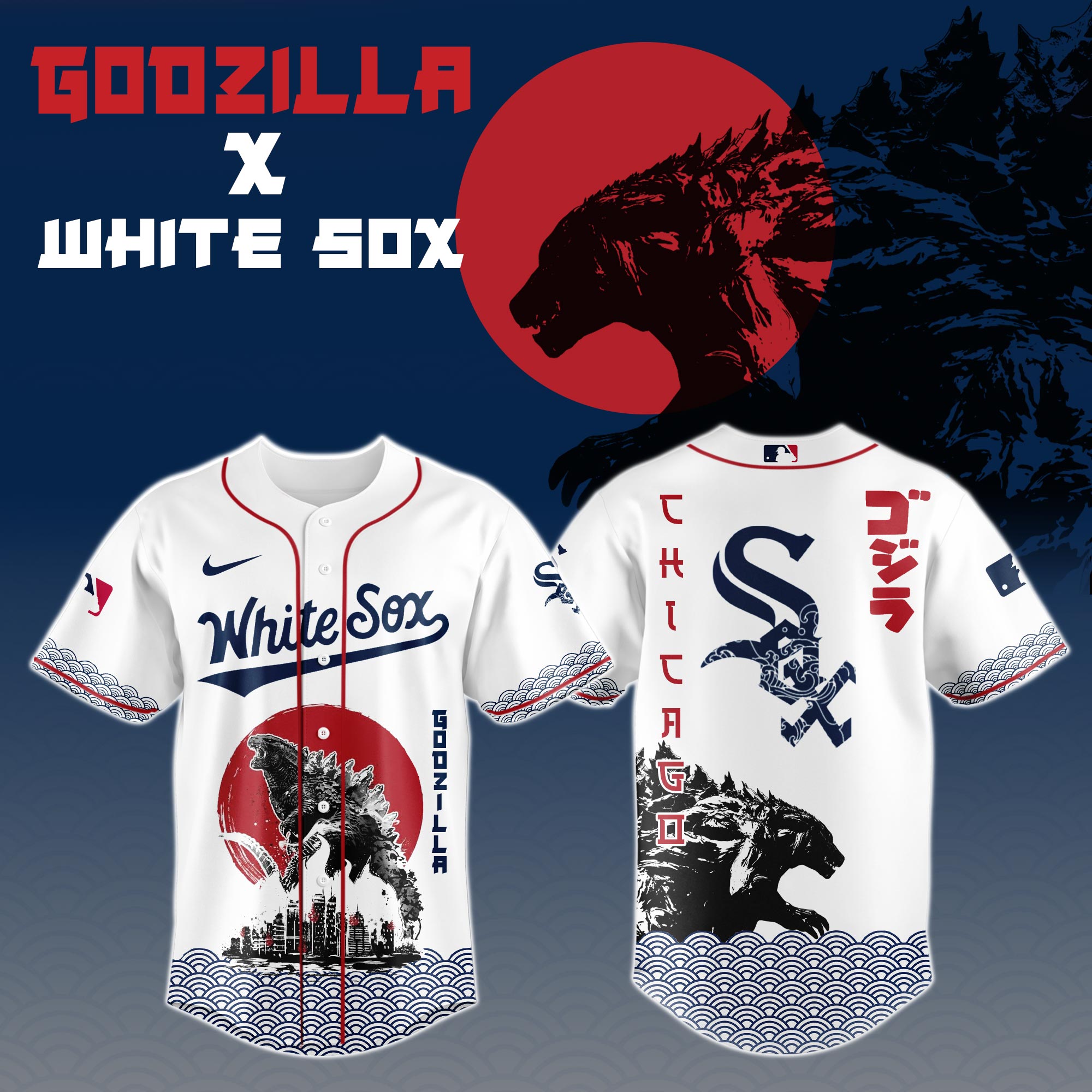 Godzilla X Chicago White Sox Mlb Custom Baseball Jersey