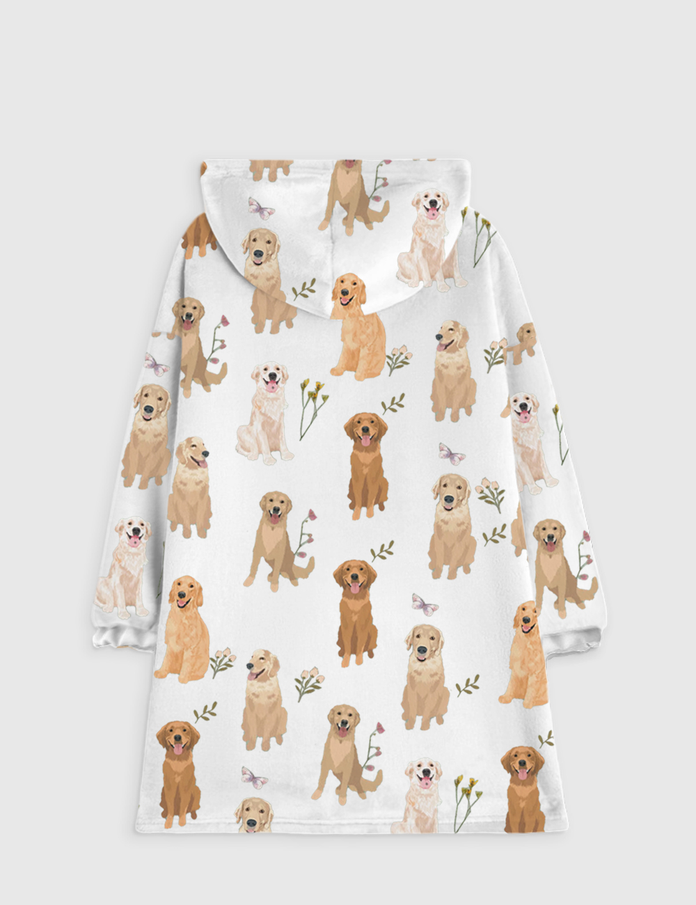 Alternative view of Golden Retriever Cottagecore Flannel Blanket Hoodie