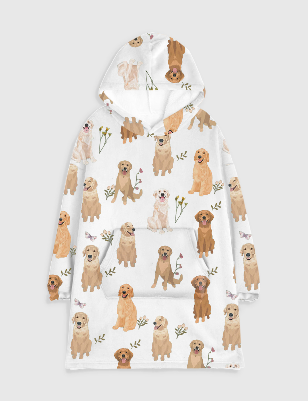 Golden Retriever Cottagecore Flannel Blanket Hoodie