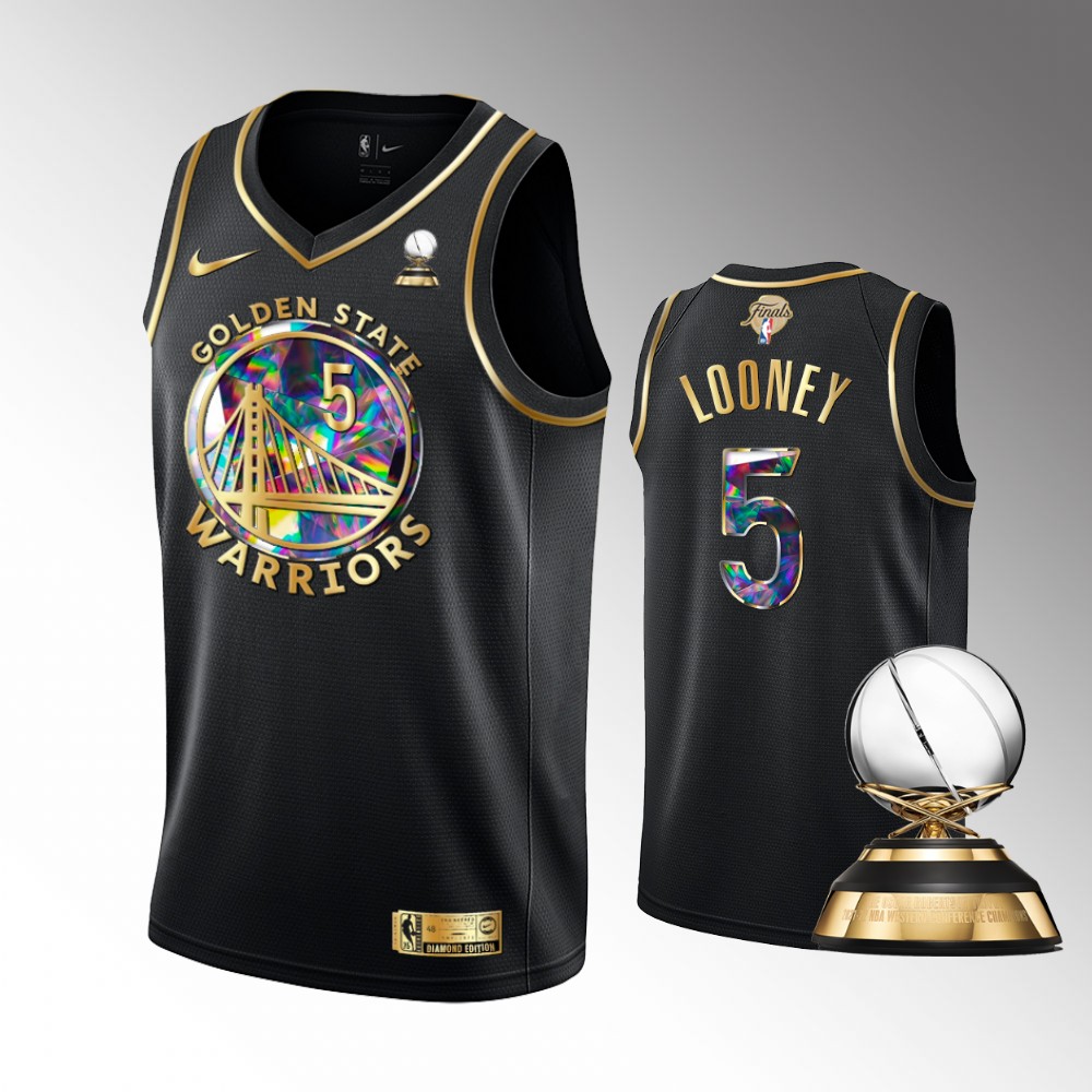 Golden State Warriors 2022 Western Conference Champions Kevon Looney Black Diamond Edition Jersey