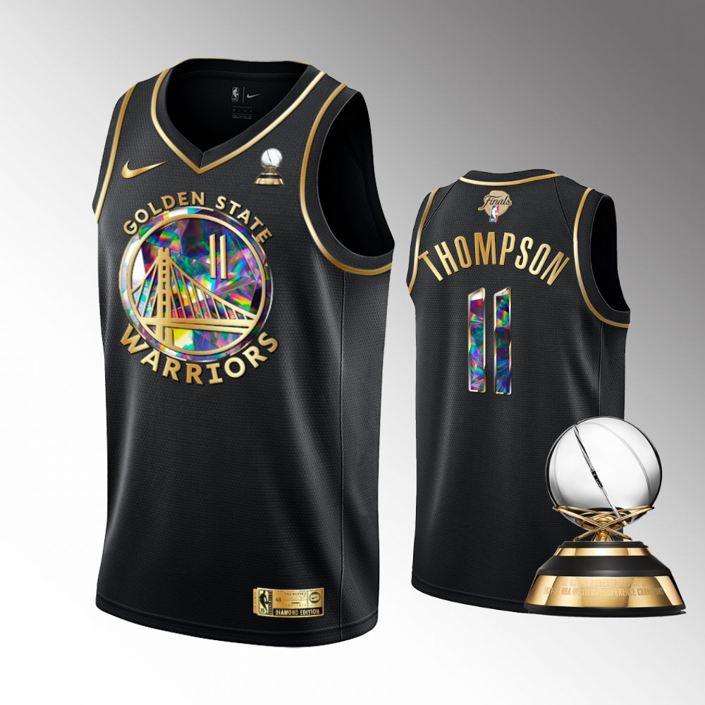 Golden State Warriors 2022 Western Conference Champions Klay Thompson Black Diamond Edition Jersey