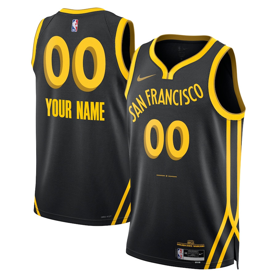 Golden State Warriors 2023/24 City Edition Swingman Custom Jersey - Black - JS754 
