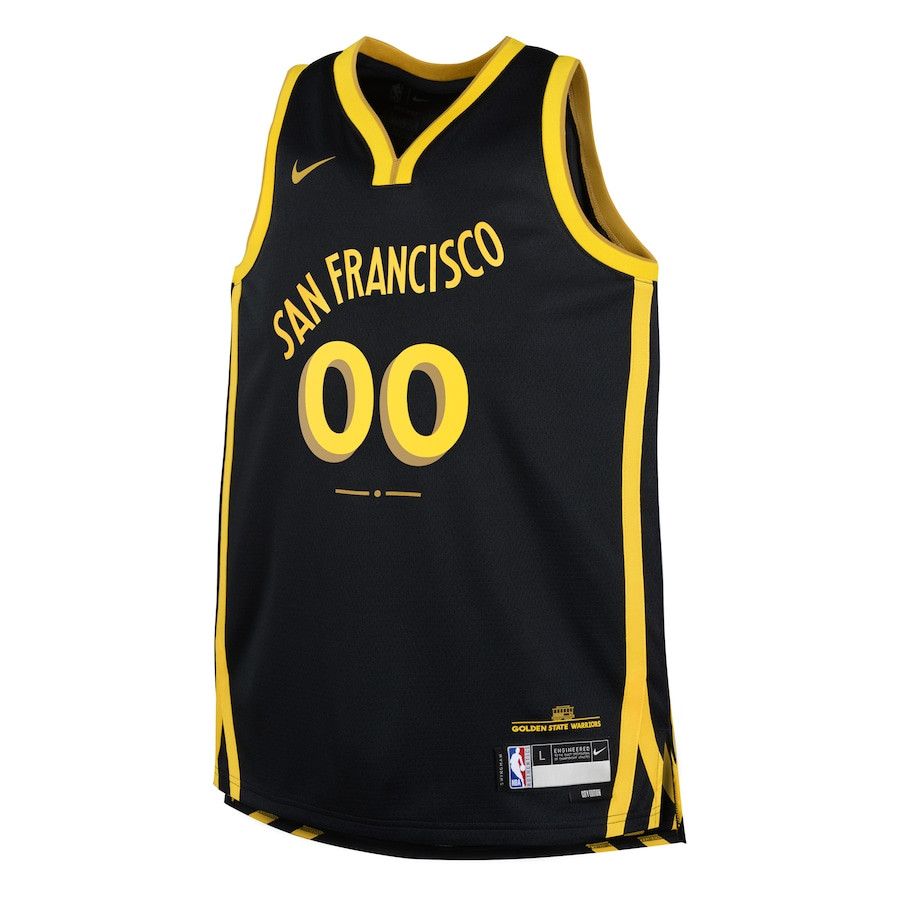 Alternative view of Golden State Warriors 2023/24 City Edition Swingman Custom YOUTH Jersey - Black - JS817 