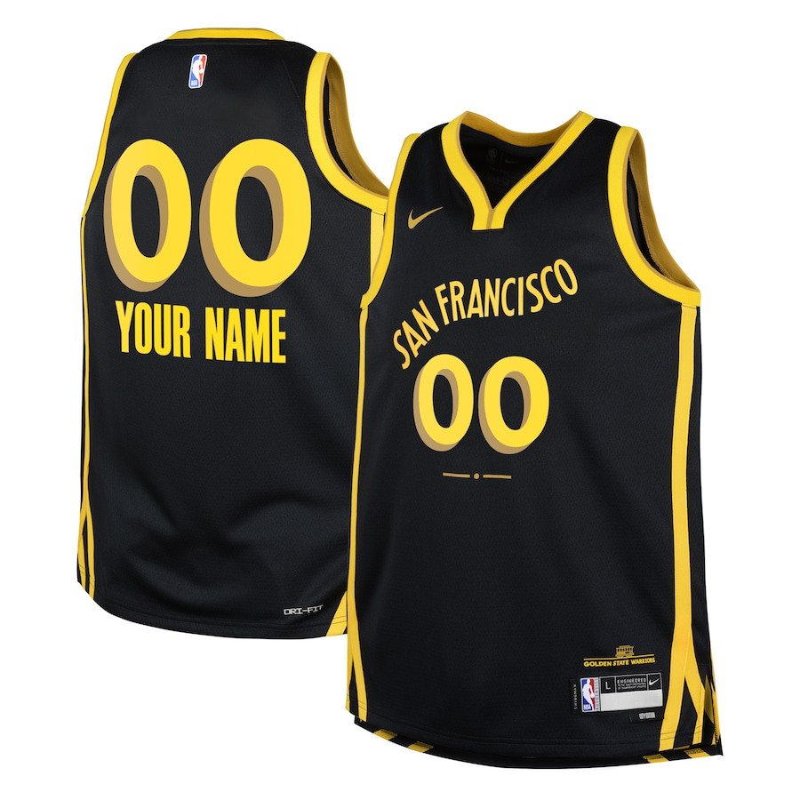 Golden State Warriors 2023/24 City Edition Swingman Custom YOUTH Jersey - Black - JS817 