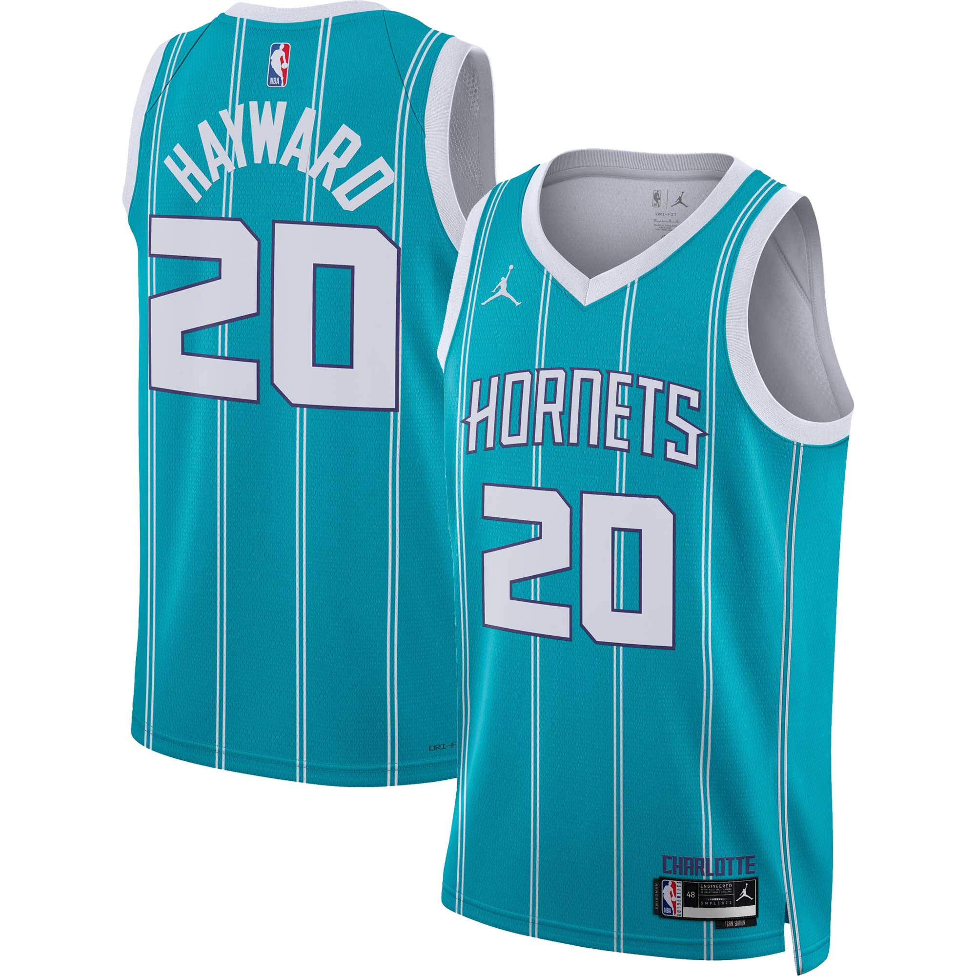 Alternative view of Gordon Hayward Charlotte Hornets Jordan Brand Unisex Swingman Jersey – Icon Edition – Teal